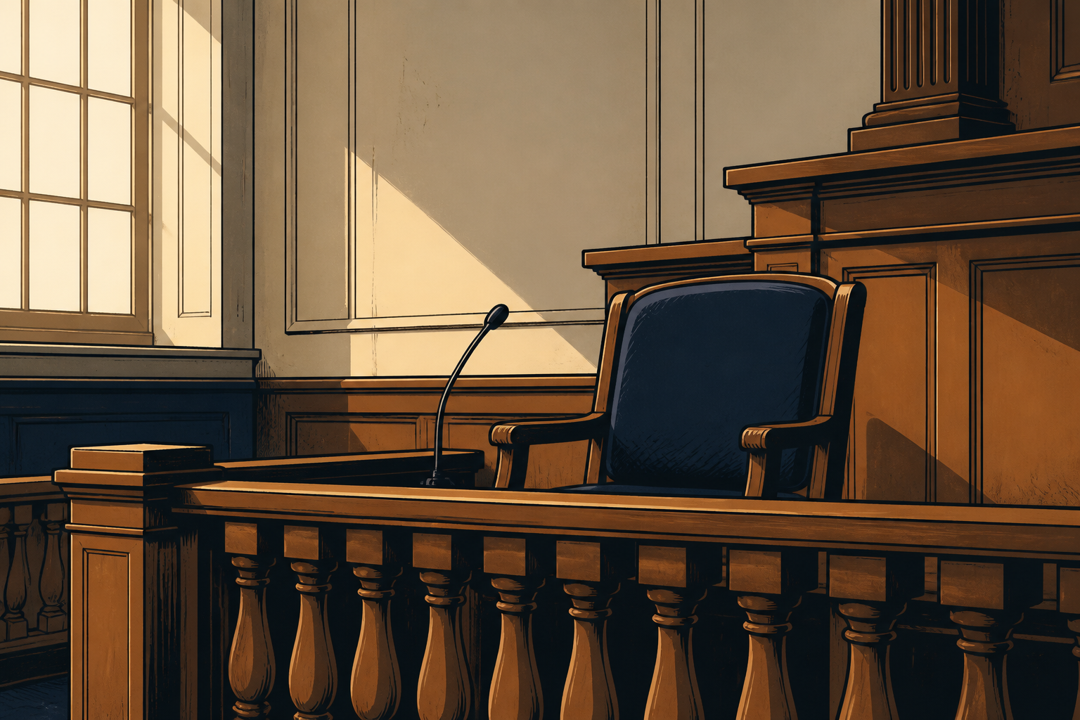 Empty courtroom chair